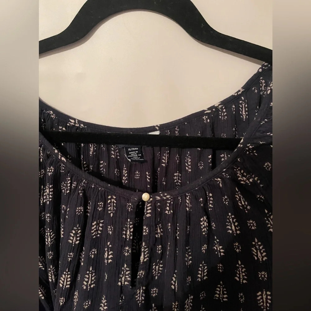 Navy patterned blouse - Picture 2 of 3